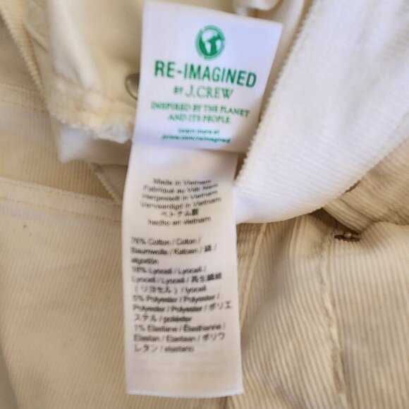 J. Crew Womens SZ 27 Ivory Corduroy Slim Straight Five Pocket Zip Button Pants - Picture 14 of 16